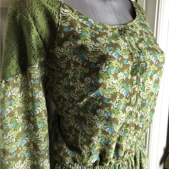 NEW CHARMING CHARLIE Women's ELASTIC WAIST BOHO GREEN FLORAL DRESS-SIZE XL . - Picture 10 of 12